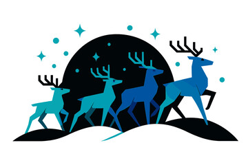 Reindeer Night Parade. Reindeer Night Parade. Flat minimalist vector illustration of Reindeer Night Parade.