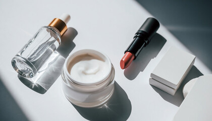 清潔感のあるコスメ &mdash; ホワイト・ミニマル静物