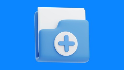 3D Medical Records Folder Icon With Plus Sign Healthcare Background - 1