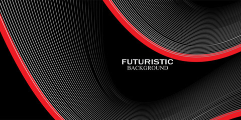 3D red white lines techno abstract background overlap layer on dark space with waves effect decoration. Modern graphic design element stripes style concept for web, art, flyer, card, or brochure cover