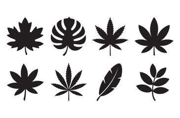 Leaf Silhouette Icon Sheet – 10 Premium Botanical Black Vector Shapes