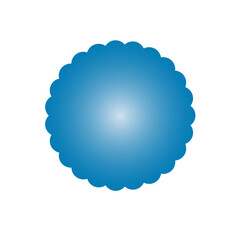 Blue Gradient Scalloped Circle Frame - Modern Clip Art, Cloudy Edge, Abstract Badge