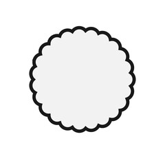 Scalloped Circle Outline Border - Minimal Clip Art, Blank Label, Isolated Icon