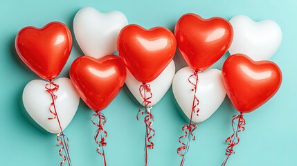 Charity fundraiser key visual: red-white balloons align under light-blue sky, ample space for slogan, high-res for metro lightbox or outdoor poster