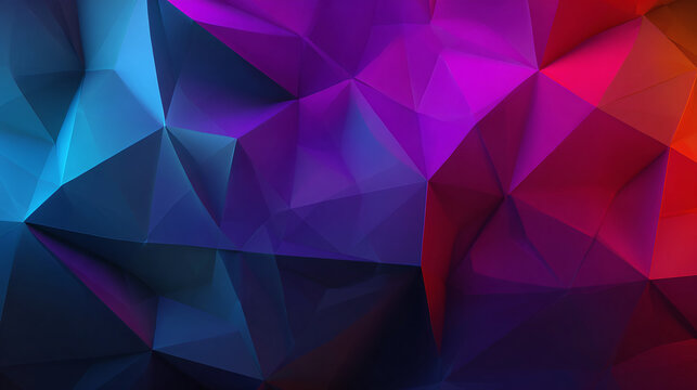 A geometric abstract art background with colorful polygons, the image presents a sense of depth and vibrancy - Powered by Adobe