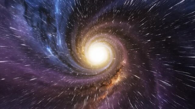 Deep space cinematic shot of a massive cosmic vortex pulling starlight into a swirling spatial distortion singularity effect stellar, fantasy, vortex