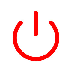 Red Power Button Icon - On Off Switch Symbol Vector Graphic
