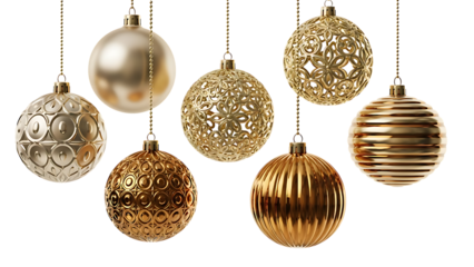 Assortment of Ornate Gold and Silver Christmas Ornaments
