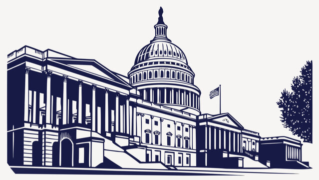 Washington dc skyline with us capitol building, ideal for travel brochures, website headers, social media posts, and educational presentations.