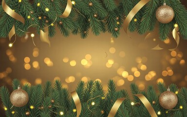 Luxury Gold and Green Christmas Holiday Scene