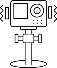 360 degree panoramic camera for security surveillance outline icon for VR recording concept