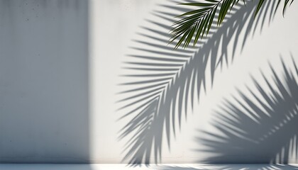 Windswept tropical palm tree under the sun on a summer beach with green leaves against a blue sky, symbolizing vacation and paradise island travel