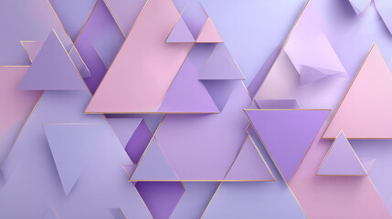 Abstract geometric pattern of pastel colored triangles. The composition features overlapping shapes in various shades.