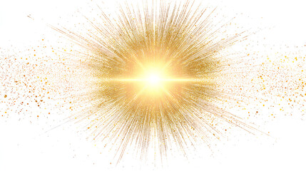 Gold glowing starlight isolated on white background light gradient circle with sunlight beams radiant sun rays glow effect bright golden light overlay Stock Illustration white background 