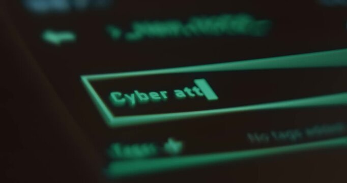 Cyber attack text is being typed
