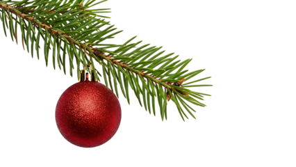 Red Glitter Christmas Ornament on Pine Branch graphic