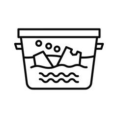 Ice Bucket with Ice and Water Outline Icon