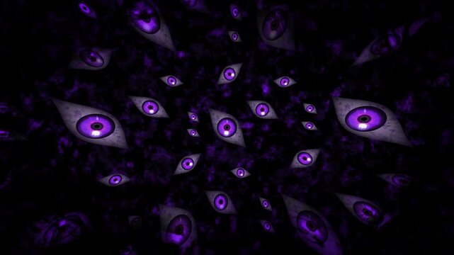 瞬きしながら回転する不気味背景(紫色)_4Kサイズ