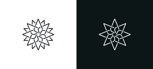 Star flower logo design with floral line art in gold for beauty spa and eco friendly products, leaves, Cosmetics, Jewelry, Beauty salon, Boutique icon sign symbol illustration template