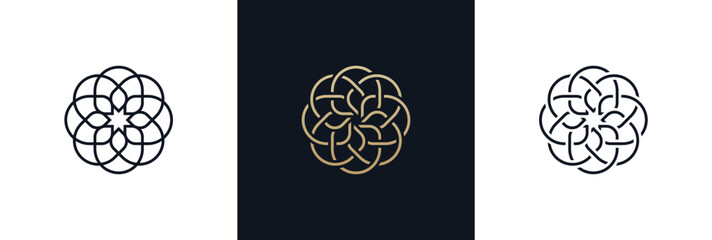 Boutique flower logo design with floral line art for beauty spa and eco friendly products, leaves, Cosmetics, Jewelry, Beauty salon, Botanical icon symbol sign illustration template