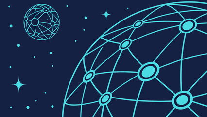 A vibrant digital illustration of interconnected planets in space, showcasing a futuristic network design.