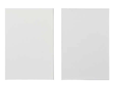 Blank white textured canvas sheets for art and design projects isolated on transparent background