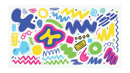 Vibrant Sketch Elements: A collection of lively, hand-drawn design elements in bright hues, adding a playful touch to any creative project.