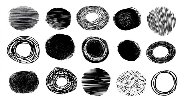 Hand-drawn black circles and ovals for highlighting text, black doodle scribble scrapbook isolated on white background Stock Illustration  - Powered by Adobe