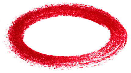 Hand-drawn red marker circle isolated on white background, brushstroke oval shape for design elements, highlighting, underlining Stock Illustration 