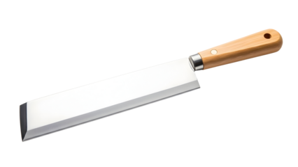 Sharp stainless steel chef knife with wooden handle  