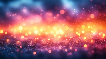 Abstract magical landscape with glowing bokeh lights, colorful sparkles, and dreamlike atmosphere