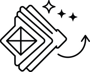 Stack of Layers/Windows Icon with Sparkle and Arrow: Upgrade or Optimization Concept