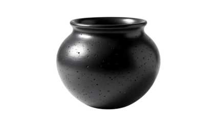 Simple black ceramic pot isolated  
