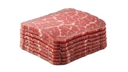 Stack of sliced corned beef isolated on transparent background, deli meat for sandwiches and charcuterie boards PNG