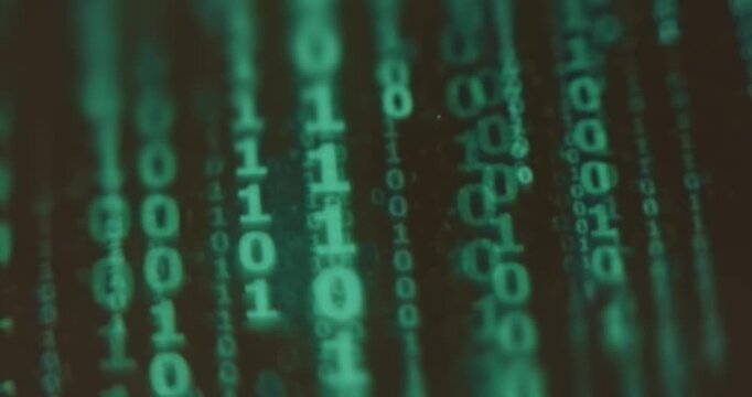 Binary code with 0 and 1 symbols falling