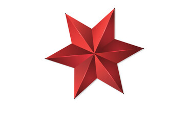 Red Geometric Three-Dimensional Christmas Star Vector Ornament and Decoration