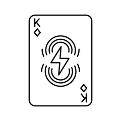 King Playing Card with Wireless Power Symbol Line Icon