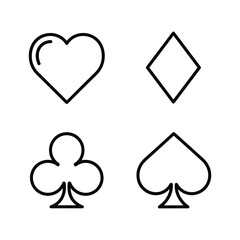 Playing Card Suits Outline Icons Set