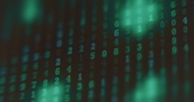 Matrix code on screen, flickering effect