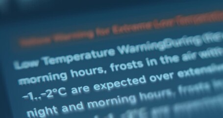 Low Temperature Warning on weather prediction app