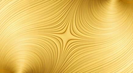 Złote abstrakcyjne tło z falistym promienistym wzorem w kształcie krzyża i delikatną przestrzenną strukturą. © Henryk Guziak