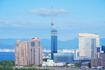 福岡タワーを望む福岡市のパノラマビュー