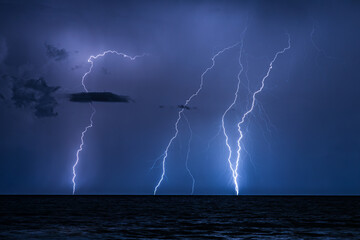 Tropical Lightning Storm Over the Ocean