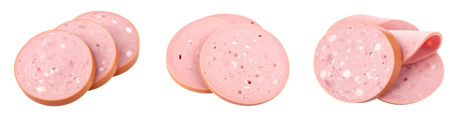 Sliced Pink Sausage With Slices Arranged Appetizingly On Transparent Background