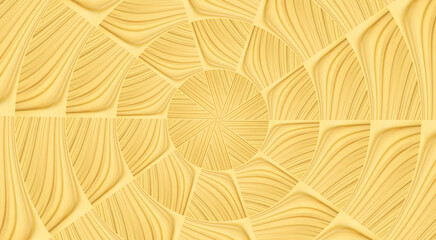Jasne złote abstrakcyjne tło z spiralnym mozaikowym wzorem i delikatną trójwymiarową strukturą. © Henryk Guziak