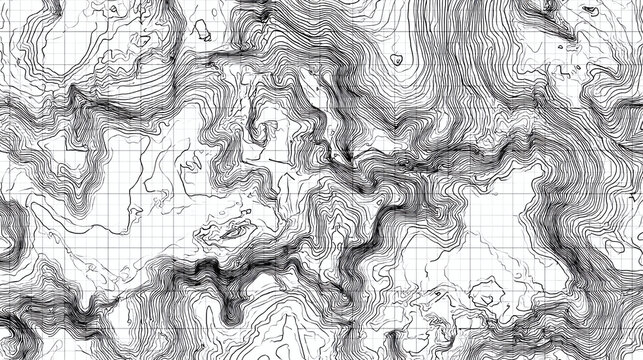 A detailed topographic map showcasing the intricate contours of the land, depicting elevation changes through lines and shapes