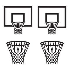 basketball hoops and balls silhouette