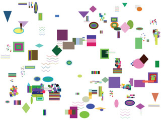 Modern abstract geometric pattern design with scattered colorful shapes background element isolated PNG with Transparent Background