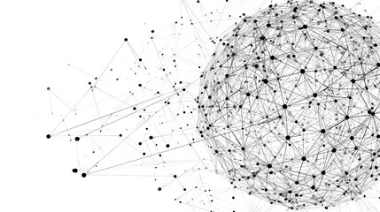 Network connections concept, geometric sphere with lines and dots isolated on white background Stock Illustration