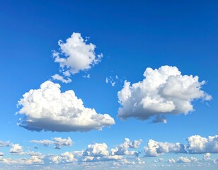 Beautiful blue sky with fluffy white clouds on a sunny day, perfect scenery